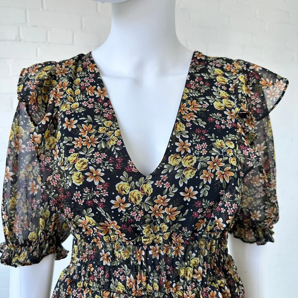 Topshop Floral Ruffle Mini Dress - Picture 4 of 7